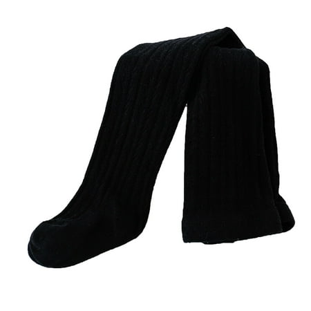 Hessimy Baby Girls Tights Cable Knit Leggings Stockings Pantyhose Toddlers(Black 6-7 Years)