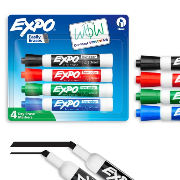 Expo Low Odor Dry Erase Markers, Chisel Tip, Assorted Colors