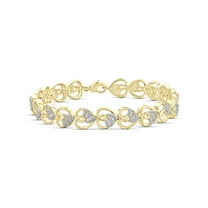 White Diamond Accent 14kt Gold Plated Brass Heart Bracelet, 7.75