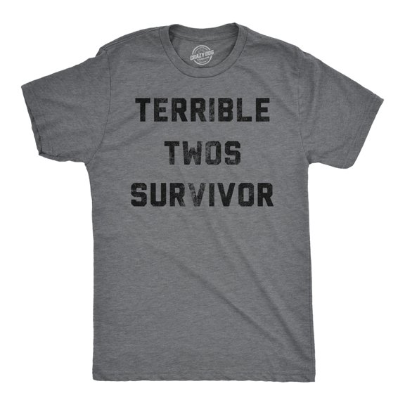 Mens Funny T Shirts Terrible Twos Survivor Sarcastic Parenting Graphic Novelty Tee for Men Graphic Tees