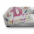 thumbnail image 3 of Number Soft Flannel Fleece Throw Blanket, Happy Birthday 10 Years Kids Anniversary Greeting Party Celebration Doodle Motif, Cozy Plush for Indoor and Outdoor Use, 70" x 90", Multicolor, by Ambesonne, 3 of 6