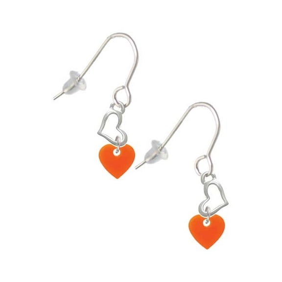 Acrylic 5/16" Orange Heart Heart French Earrings