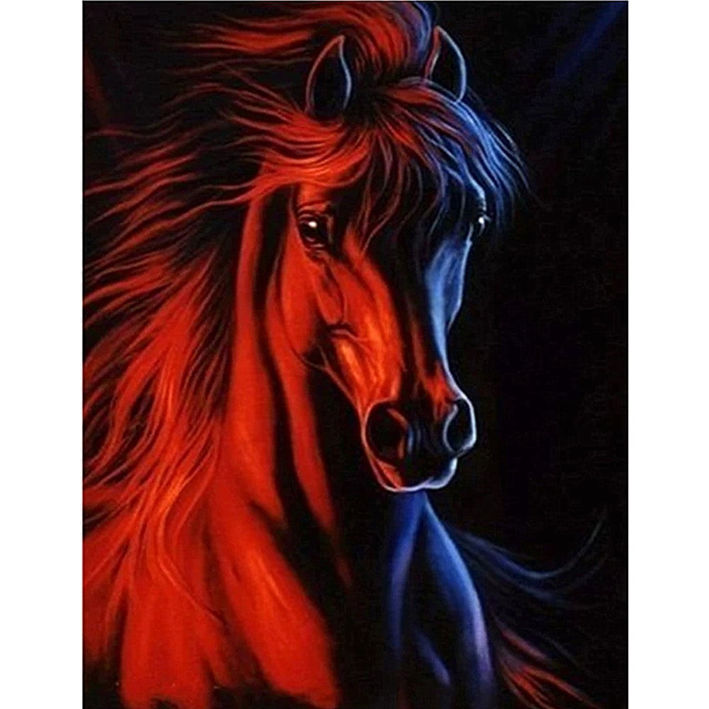 5D Full Drill Diamond-Painting Embroidery Fiery Horse Cross Stitch Souvenir