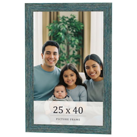 25x40 Frame Blue Rustic Barnwood Solid Wood Picture Frame Width 1.25 Inches | Interior Depth 0.5