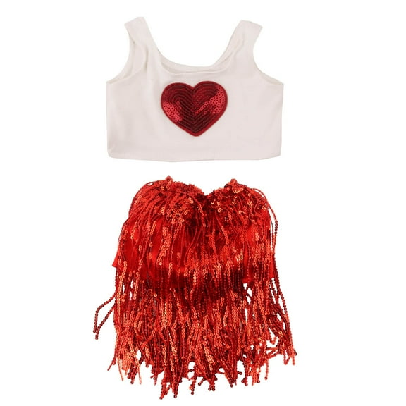 2 Pcs Baby Doll Clothes Set for 18 Inch Babydolls Girls, Heart Glitter Baby Doll Accessories with Dolls Sequin Skirt for Bitty Babydolls Girl Outfits for 18 Inch Girl Doll