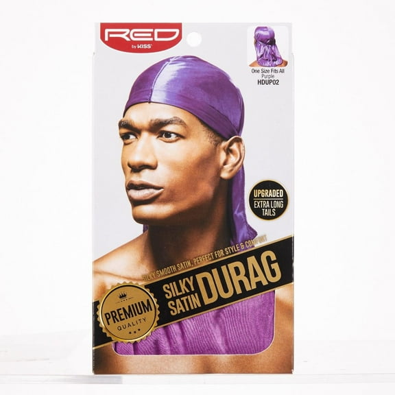 KISS - RED PREMIUM SILKY SATIN DURAG (PURPLE)