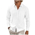 thumbnail image 3 of Thousandth Men Linen Long Sleeve Button Down Shirt Casual Plus Size Loose Fit Shirt Lightweight Tops Outdoor Work Shirts for Men, 3 of 8