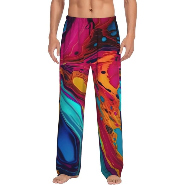 Balery Colorful Abstract Swirls Pantalones de pijama para hombre, pijama ultraligero, pantalón de descanso-X-Large