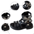 thumbnail image 6 of Dakaela Girls Sandals Cute Open Toe Strappy Gladiator Summer Sandal Kids Toddler Flower Dress Shoes Black, 6 of 8