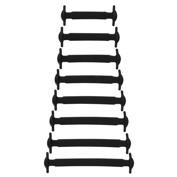16Pack No Tie Shoe Laces for Adults, Elastic Flat Tieless Shoelaces, Black