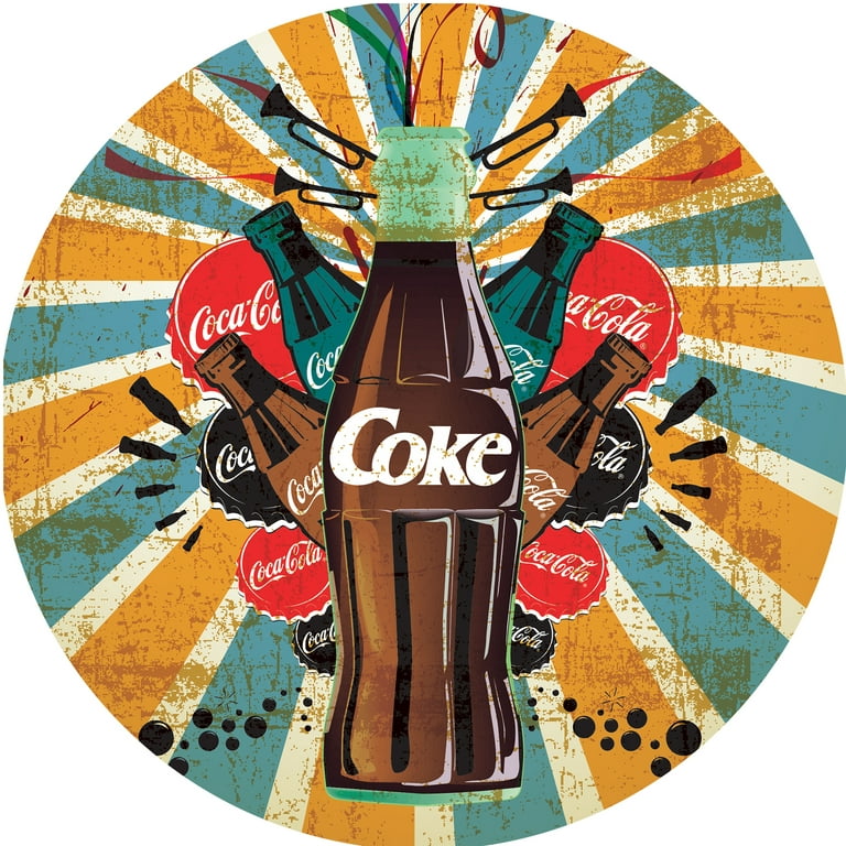 Coke Chrome Bar Stool with Swivel - Coca-Cola Things Go Better with Coke  Bottle Art 