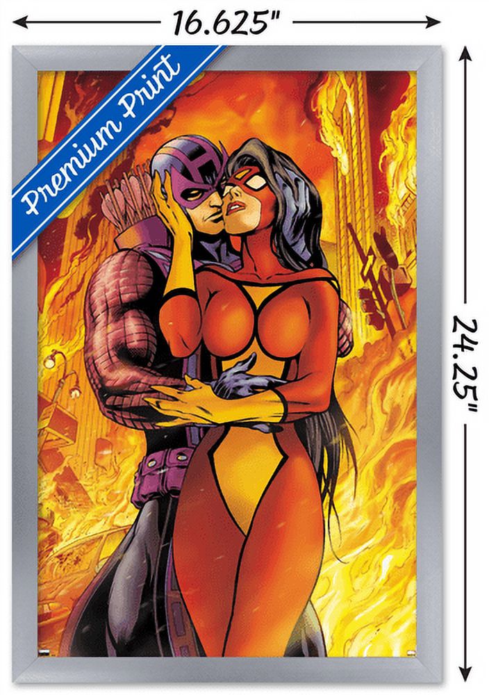 Marvel Comics - Hawkeye and Spider Woman - Avengers #17 Wall Poster, 14.725" x 22.375", Framed