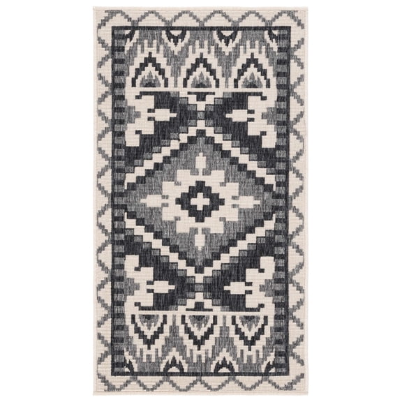 SAFAVIEH Veranda Johann Geometric Indoor/Outdoor Area Rug, Beige/Grey, 2'7" x 5'