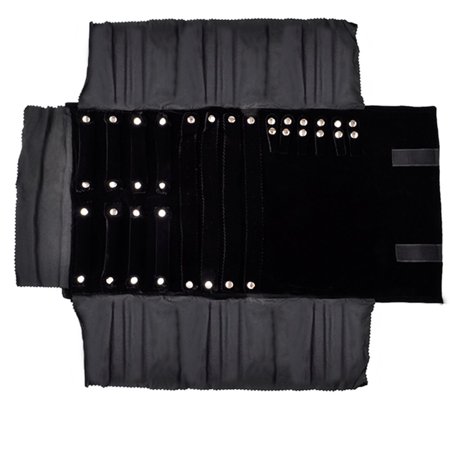 Jewelry Roll Organizer - Aspire Travel Jewelry Organizer Roll Foldable Jewelry Case for Necklace Bracelet Earrings Ring, Black