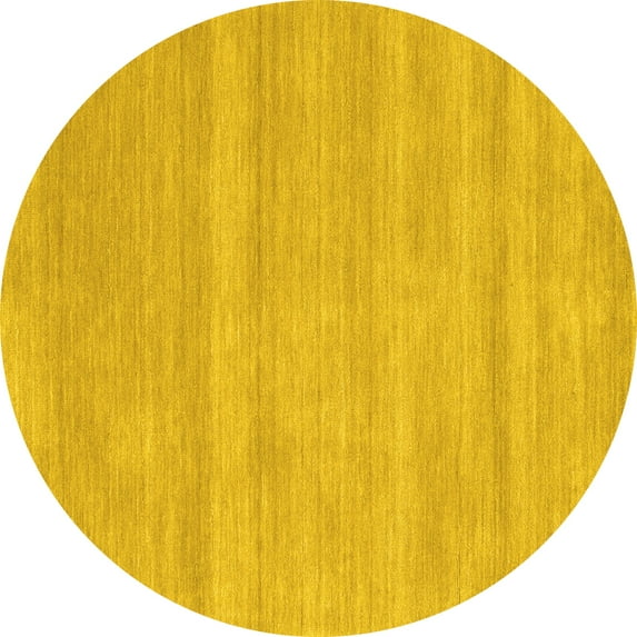 Ahgly Company Indoor Round Solid Yellow Modern Area Rugs, 5' Round