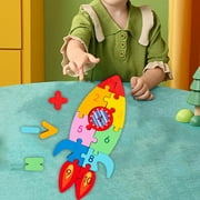 Numbers Block Toys Wooden Puzzle for Kids Activity Toys Preschool Educational Early Learning Montessori Toys for 3 Year Old for Preschool Rocket
