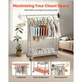 thumbnail image 2 of VEVOR Clothes Rack, Rolling Clothing Garment Rack with 2 Hanging Rods and Storage Basket, 330 lbs Load Capacity, Extendable Carbon Steel Clothing Racks, 2 of 9