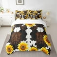 thumbnail image 2 of Erosebridal Brown Cow Print Bed in a Bag King size, Rustic Sunflower Bed Set, Farmhouse Animal Decor, 7pcs, 2 of 5
