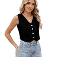 thumbnail image 4 of LYMAYTER Women Denim Vest Sleeveless V neck Button Down Casual for Jean Waistcoat Vest Tops S-XL, 4 of 8