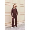 thumbnail image 5 of Arshiner Girls 2 Piece Set Fall Outfits Lounge Sets Ruched Long Sleeve Top Wide Leg Pants Sweatsuit Clothing Set, 5 of 6