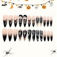 thumbnail image 3 of 24 uñas postizas MACHAO de Halloween góticas rosas negras con diamantes de imitación largas acrílicas, 3 of 5