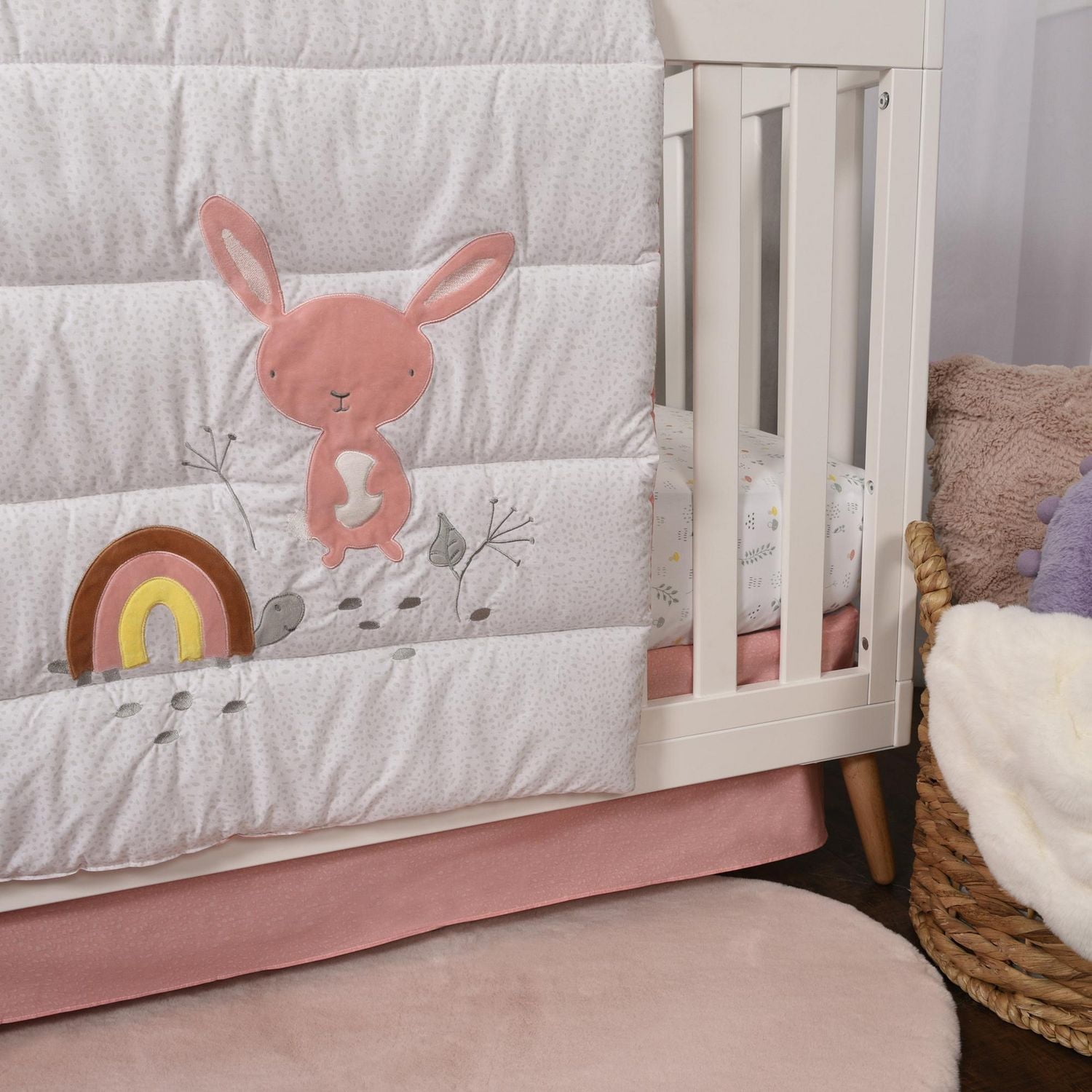 George Baby Pink 3-Piece Crib Set, Forest Friends, Baby Crib Set