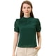 thumbnail image 1 of Allegra K Blusa De Chifón Con Lunares Suizos Para Mujer, Manga Corta Abullonada, Tops Verde oscuro L, 1 of 4