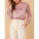 thumbnail image 5 of CAMISAS ELEGANTES PARA MUJER INSPIRADAS CHIC, CON CUELLO PUNTA V Y MANGAS LARGAS, BLUSA DE SATÉN SUAVE L ROSA POLVO, 5 of 8
