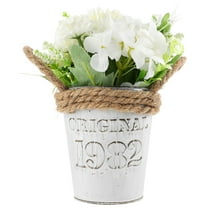 Hydrangea Bonsai Adornment Potted False Flower in Vase Artificial Outdoor Plants Wedding Silk Cloth Plastic White