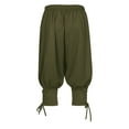 thumbnail image 4 of IROINNID On Sale Bermuda Shorts for Men Solid Elastic Waist Knee Strap Half Shorts Pant Lantern Pants,Olive Green, 4 of 7