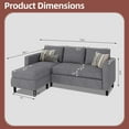 thumbnail image 2 of JAMFLY Sectional Sofa Couch Convertible L Shaped Sofas with Ottoman Small Sectional Couches for Living Room, 3 Seater Couch for Small Spaces, Dark Grey, 2 of 9