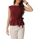 thumbnail image 1 of INSPIRAR CHIC Blusa de Trabajo de Manga Corta con Nudo Frontal para Mujeres XL Burdeos, 1 of 6