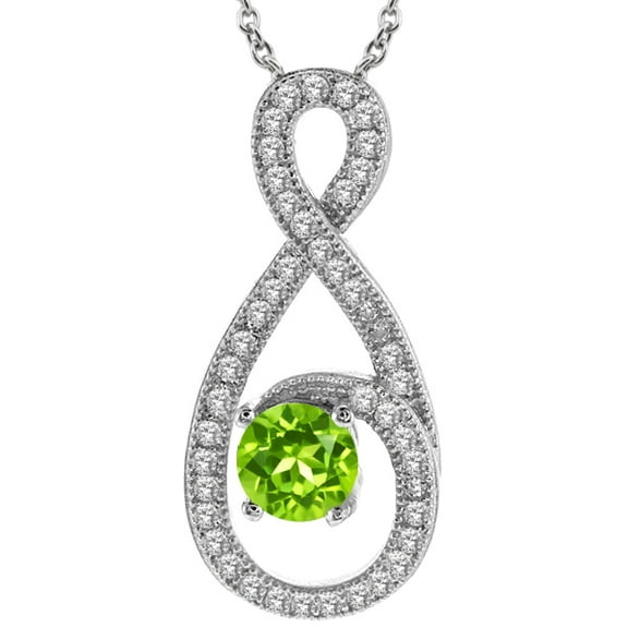 Gem Stone King Round Green Peridot 925 Sterling Silver Pendant with 18 inches Silver Chain