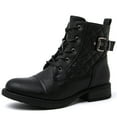 thumbnail image 3 of GLOBALWIN Women's Lace Up Ankle Bootie Military Black Combat Boots 8M, 3 of 8
