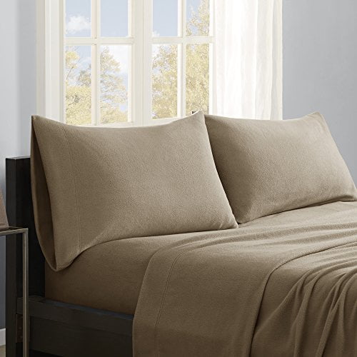 True North by Sleep Philosophy Micro Fleece Full Bed Sheets Set, Casual Ultra Soft Full Size Bed Sheets, 4-Piece Include Flat Sheet, Fitted Sheet & 2 Pillowcases, Mink Brown