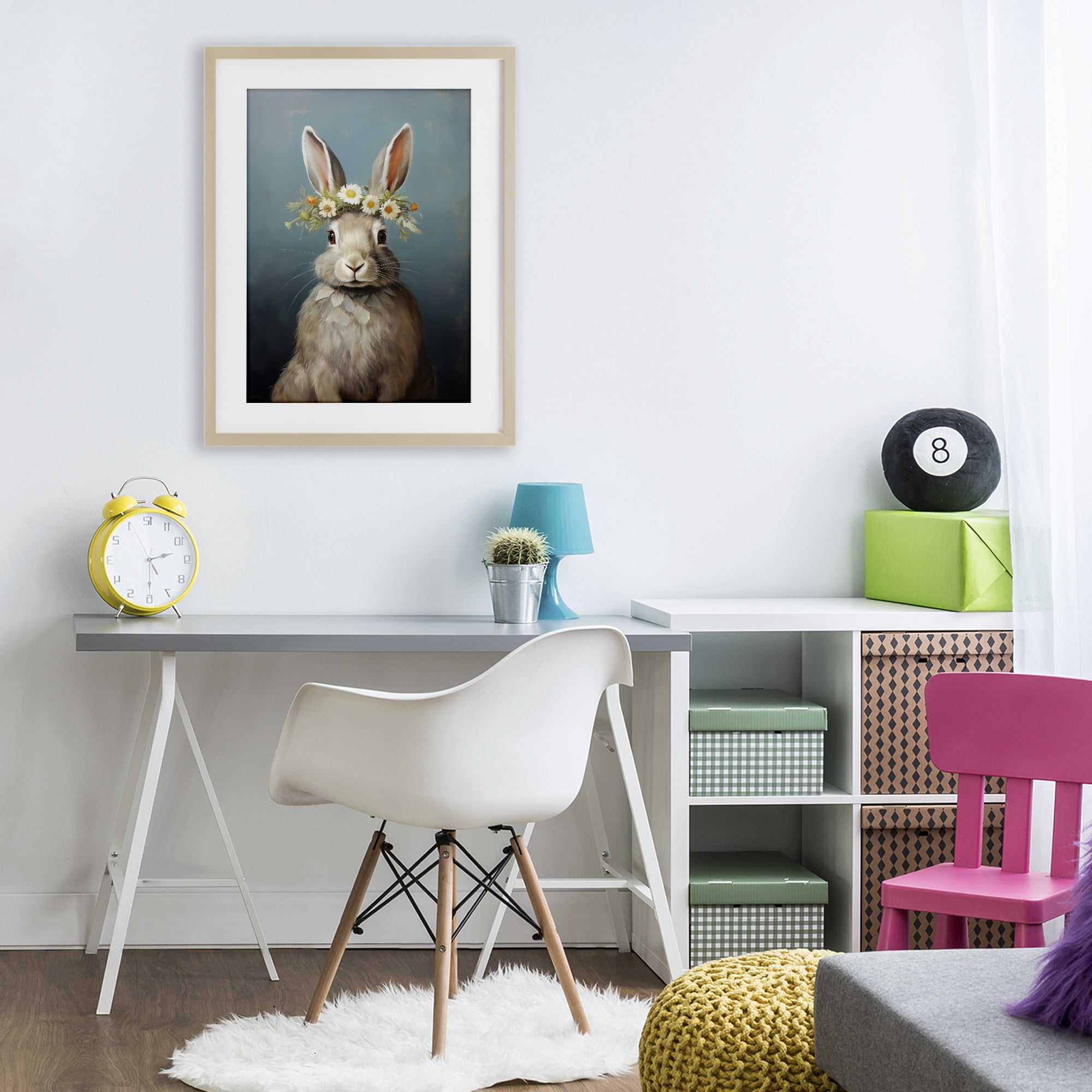 Stupell Industries Daisy Crowned Bunny Portrait Birch Framed Print Under Glass, design by Heidi Kuntz