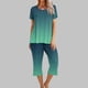 thumbnail image 2 of Conjunto de Pijama de Mujer Estampado Cuello Redondo Camiseta de Manga Corta Y Pantalones, Ropa de Salón con Bolsillos, 2 of 9