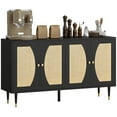 thumbnail image 1 of HOMCOM Buffet Boho, Armoire avec Étagères Ajustables, Noir, 1 of 10