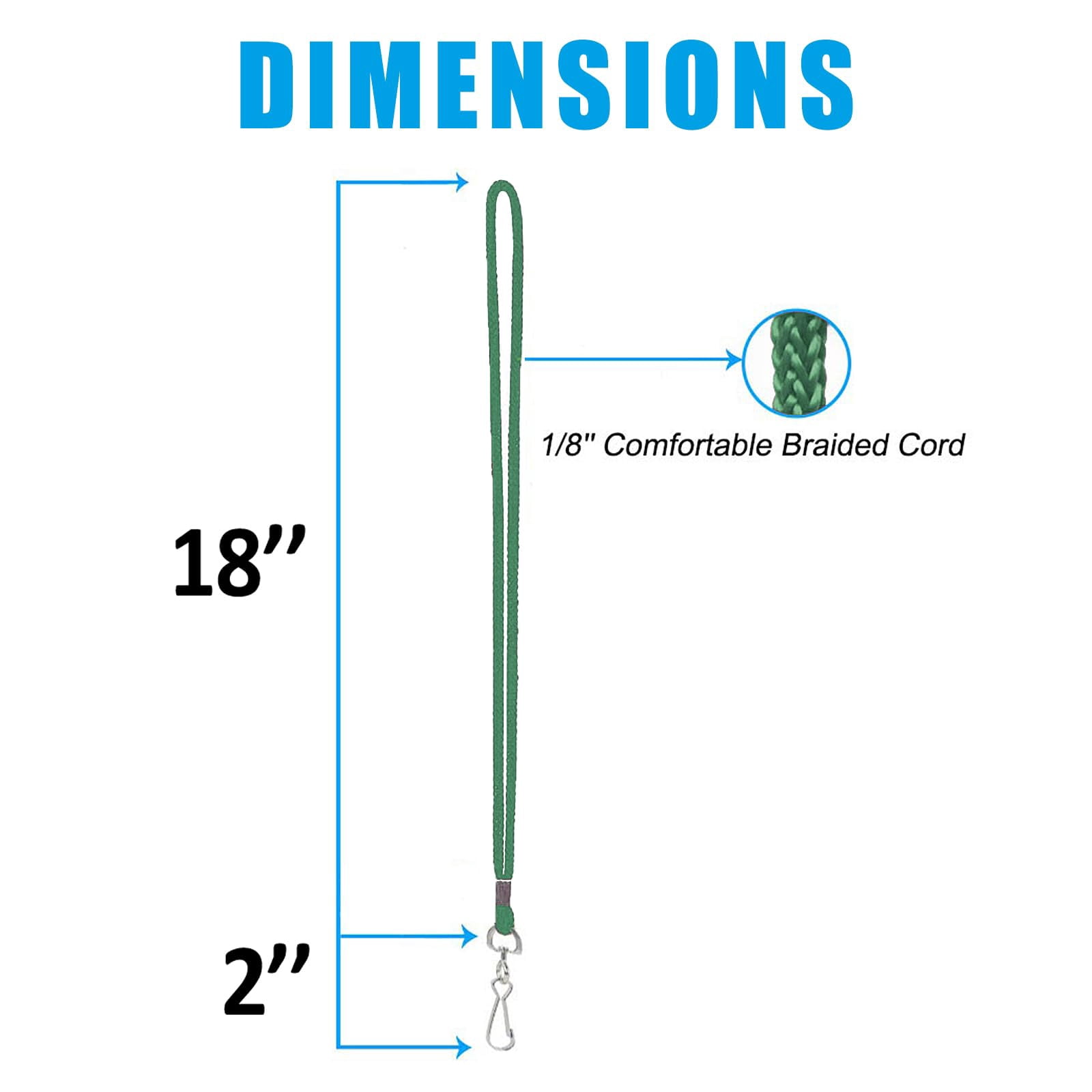 120 Green Lanyards Bulk Round 36" With Swivel J Hook For Id Name Badge Holder  Vip School Conference Festival And Hang Keys