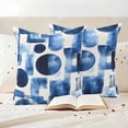 thumbnail image 3 of Blue Geometric Outdoor Waterproof Pillow Covers, Modern Abstract Vintage Art Aesthetic Decorative Square Throw Pillowcase Sofa Cushion Sham for Patio/Couch/Chair, 26"x26" 2 Pack, 3 of 8