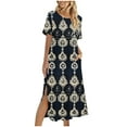 thumbnail image 3 of NSLGXD Summer Boho Dresses for Women Vintage Short Sleeve Plain Graphic Tee Shirt Dress with Pockets Soft Lightweight Maxi Y2k Dress ,Size S-2XL, 3 of 7