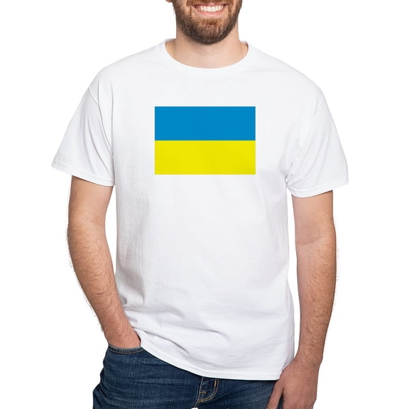 CafePress - Ukraine Flag White T Shirt - Men's Classic T-Shirts