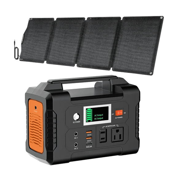 200W Portable Power Station 40800mAh 151Wh Solar Generator   60W 18V ETFE Foldable Solar Panel Kit Multi-Output for Outdoor Camping Travel Emergency
