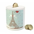 thumbnail image 3 of Wedding Piggy Bank, French Couple Hand Drawn Paris Eiffel Tower Getting Married Hearts Celebration, Ceramic Coin Bank Money Box for Cash Saving, 3.6" X 3.2", Blue Red White, by Ambesonne, 3 of 4