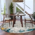 thumbnail image 4 of Gray Teal 8ft Round Rug, Modern Abstract Art Retro Flow Marble Non-Skid Rubber Backing Large Area Rugs - Living Room Bedroom Home Office, Indoor Floor Mat Carpets Washable Rug, 4 of 9