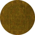 thumbnail image 1 of Ahgly Company Machine Washable Indoor Round Oriental Yellow Modern Area Rugs, 4' Round, 1 of 4