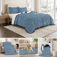 thumbnail image 6 of Quilts Queen Size Bedding Set, Vintage Hazy Blue Lightweight Quilted Comforter, Modern Farmhouse Textured Rustic Soft Reversible Bedspread Coverlet with Pillow Covers for All Season, 90" x 96", 6 of 9