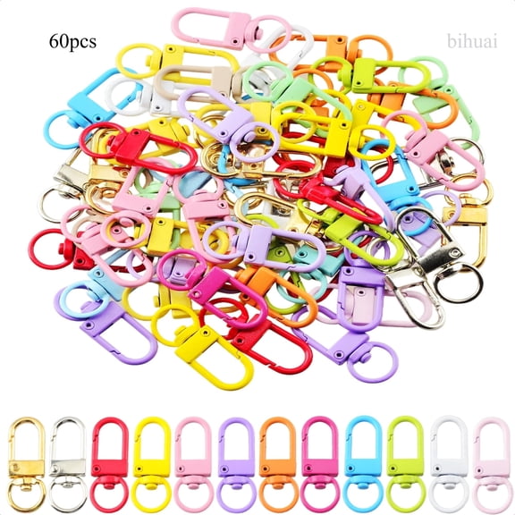60Pcs Swivel Snap Lobster Claw Clasps, DIY Keychain & Lanyard Hardware Hooks for Bag Charm Jewelry Making