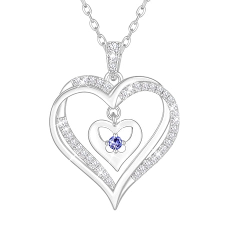 Yndra Heart Necklace for Women,S925 Sterling Silver December Tanzanite Birthstone Pendant Butterfly Necklace,Jewelry Gift for Her Wife Mom Girlfriend, Birthday Valentine’s Day Mother’s Day Gift