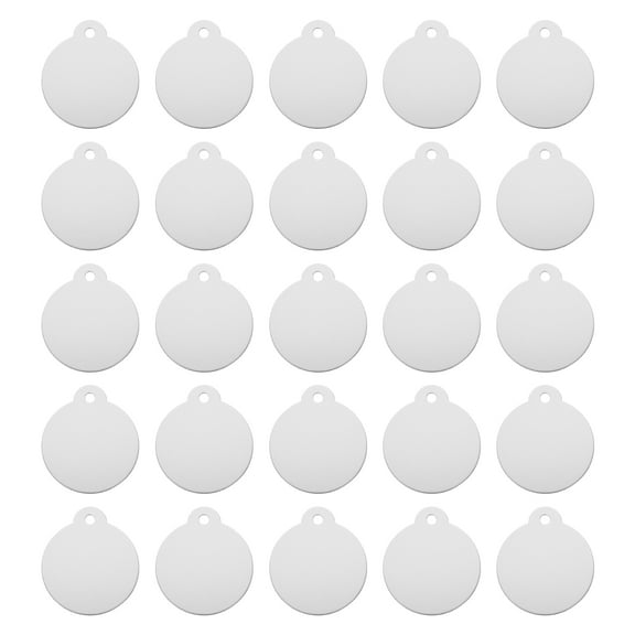 Round Laser Engraving Blanks Tags, Stamping Blank Tag Dog ID Tag, Silver Tone Blank Tag for Pet, Craft Tag, 25pcs